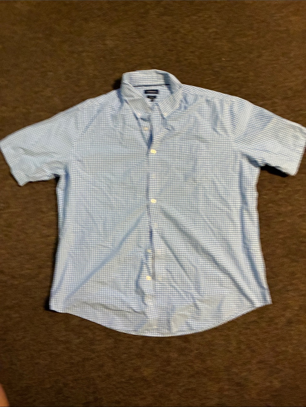 croft & barrow Light Blue Gingham Short-Sleeve Button-Down Shirt
